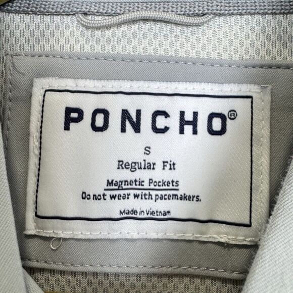 PONCHO The Grey Fox Short Sleeve Button Up Shirt Small Magnetic Pockets Logo - Picture 7 of 9
